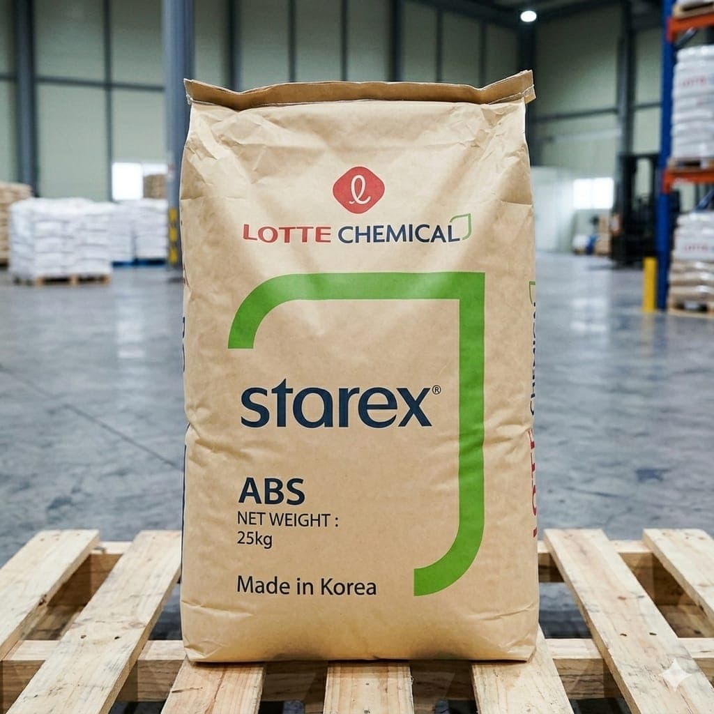 Lotte Chemical Starex ABS 25kg bag on pallet