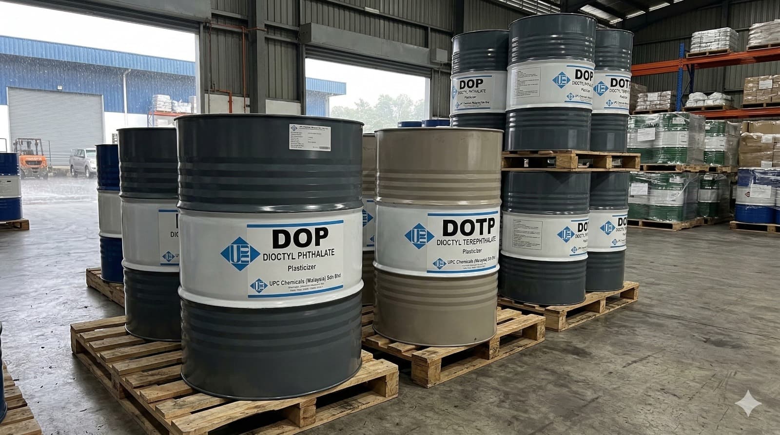 UPC Chemicals DOP and DOTP drum storage yard