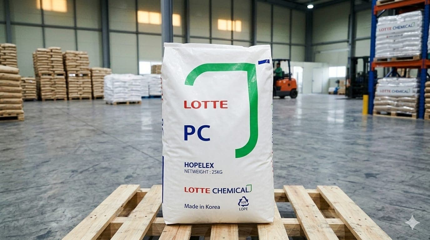 Lotte Chemical HOPELEX PC resin bag on pallet